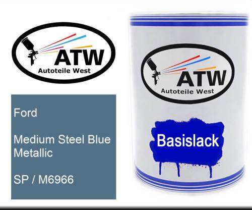 Ford, Medium Steel Blue Metallic, SP / M6966: 500ml Lackdose, von ATW Autoteile West.